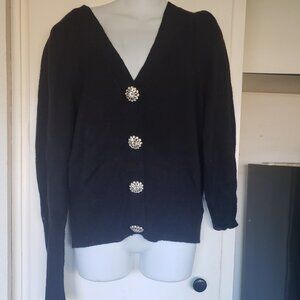 Black Sweater Express with Rhinestone buttons Size M